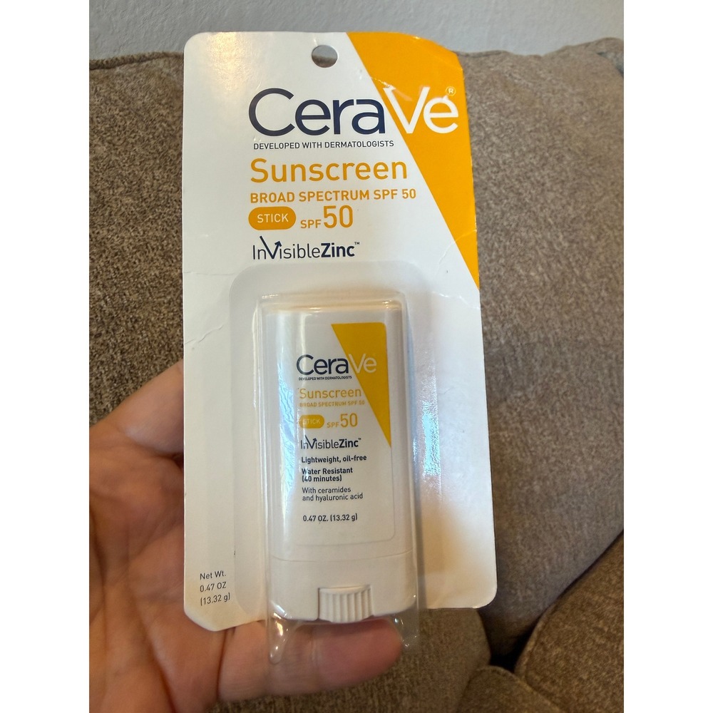 CeraVe Sunscreen Stick Broad Spectrum SPF‎ 50 Invisible Zinc Water Resistant .47